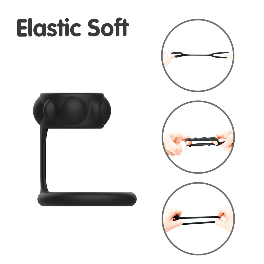 FitFlex penis ring, black, made of elastic soft materials