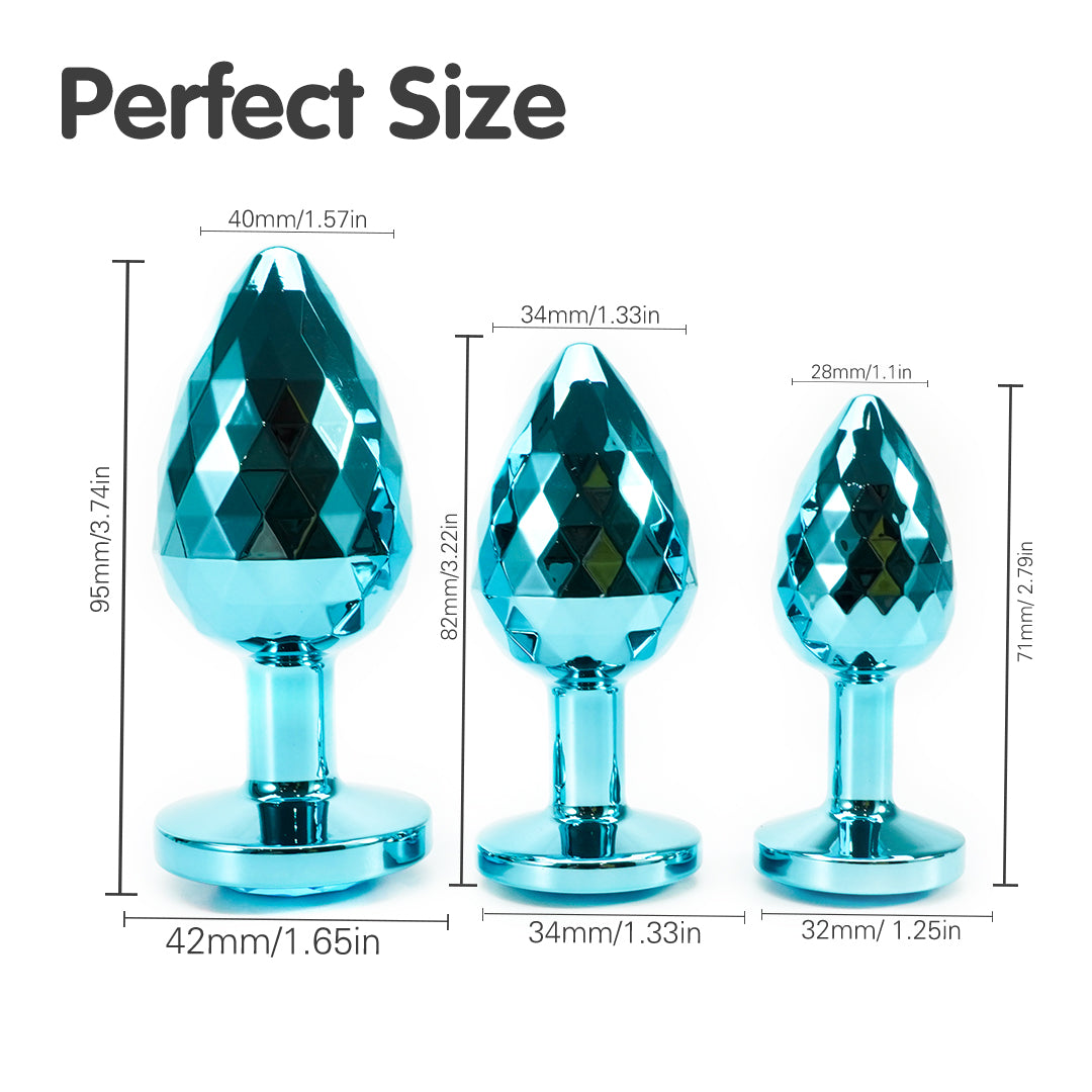 Blue crystal butt plug set, perfect size