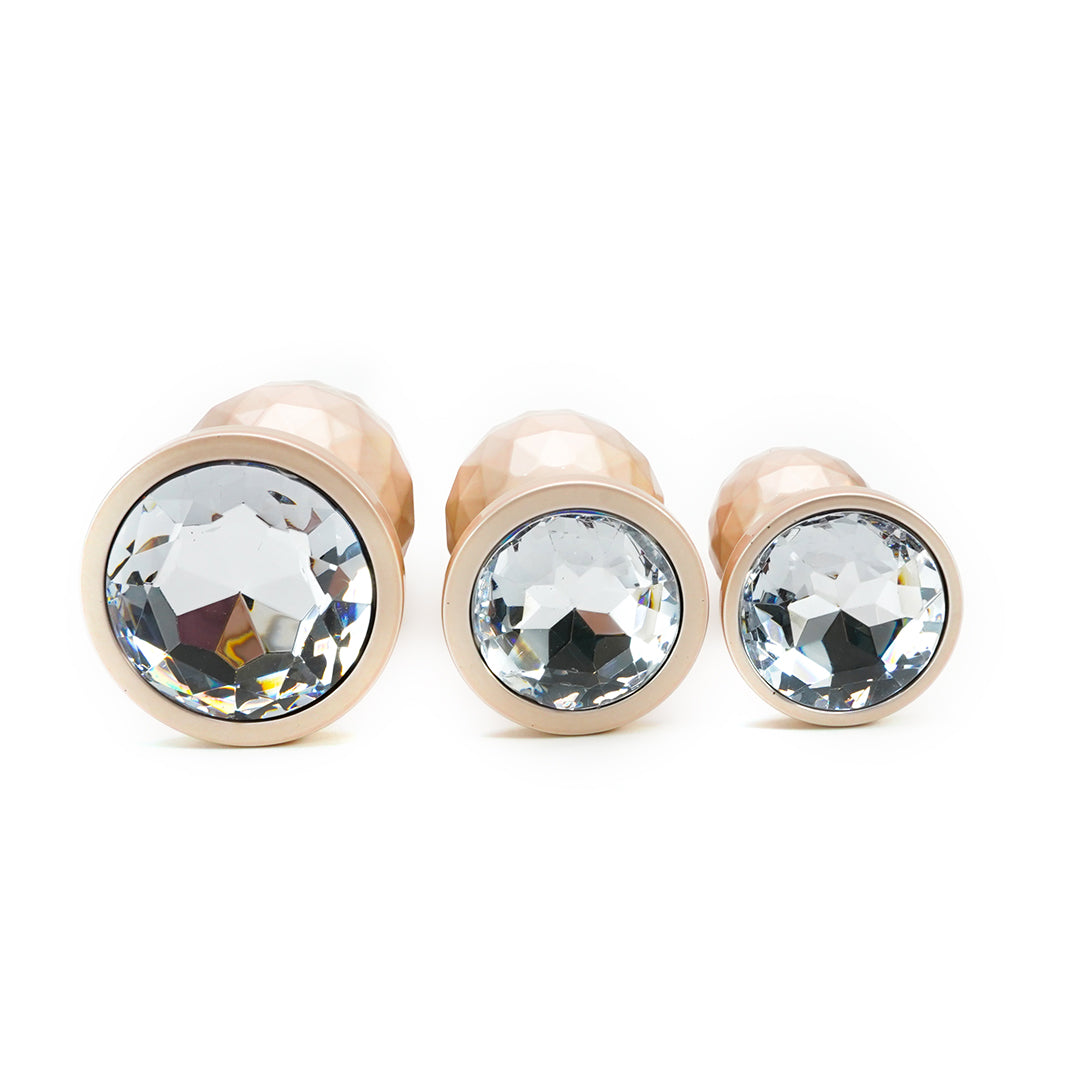 Gold ball butt plug set with crystal-like design