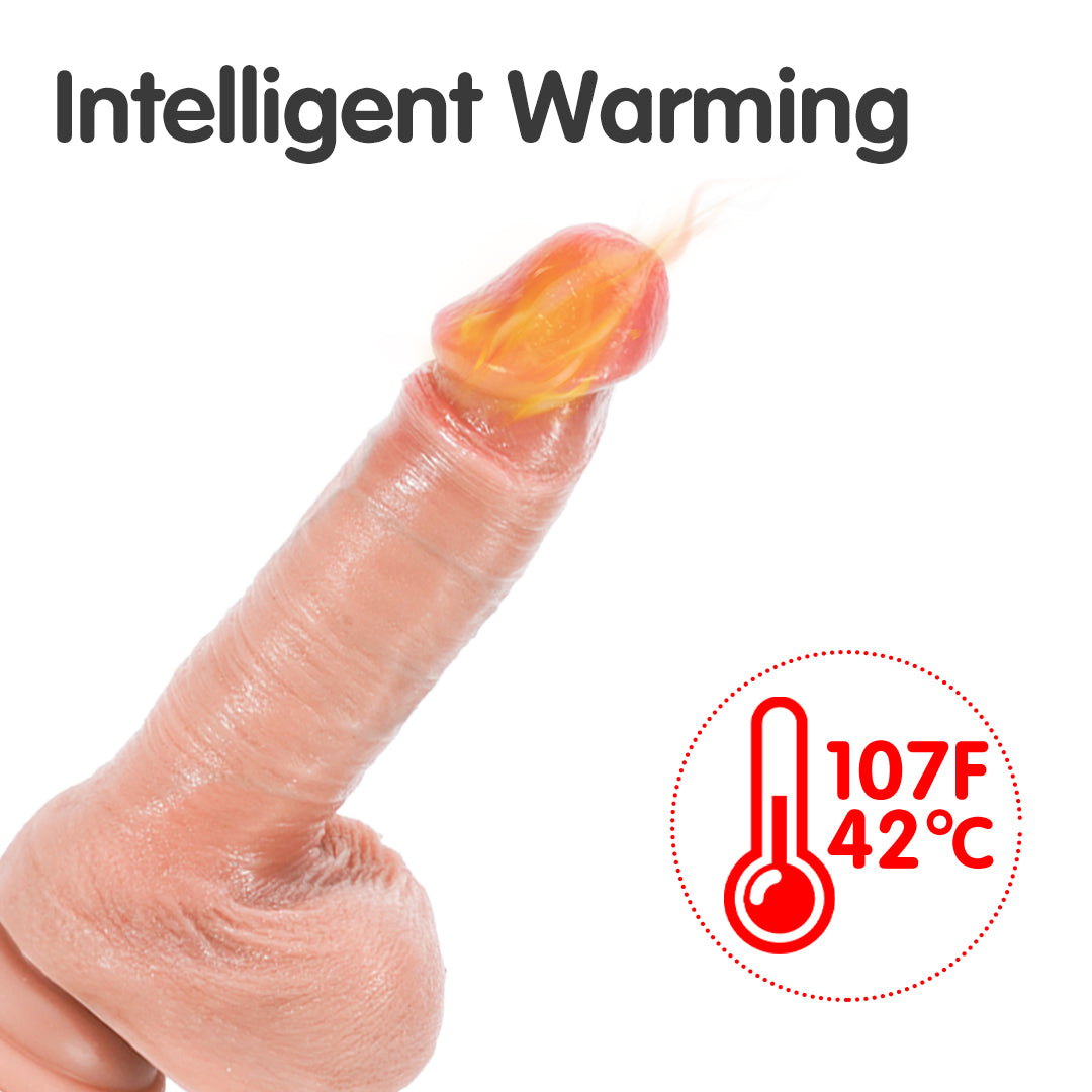 Heated dildo with intelligent warming feature