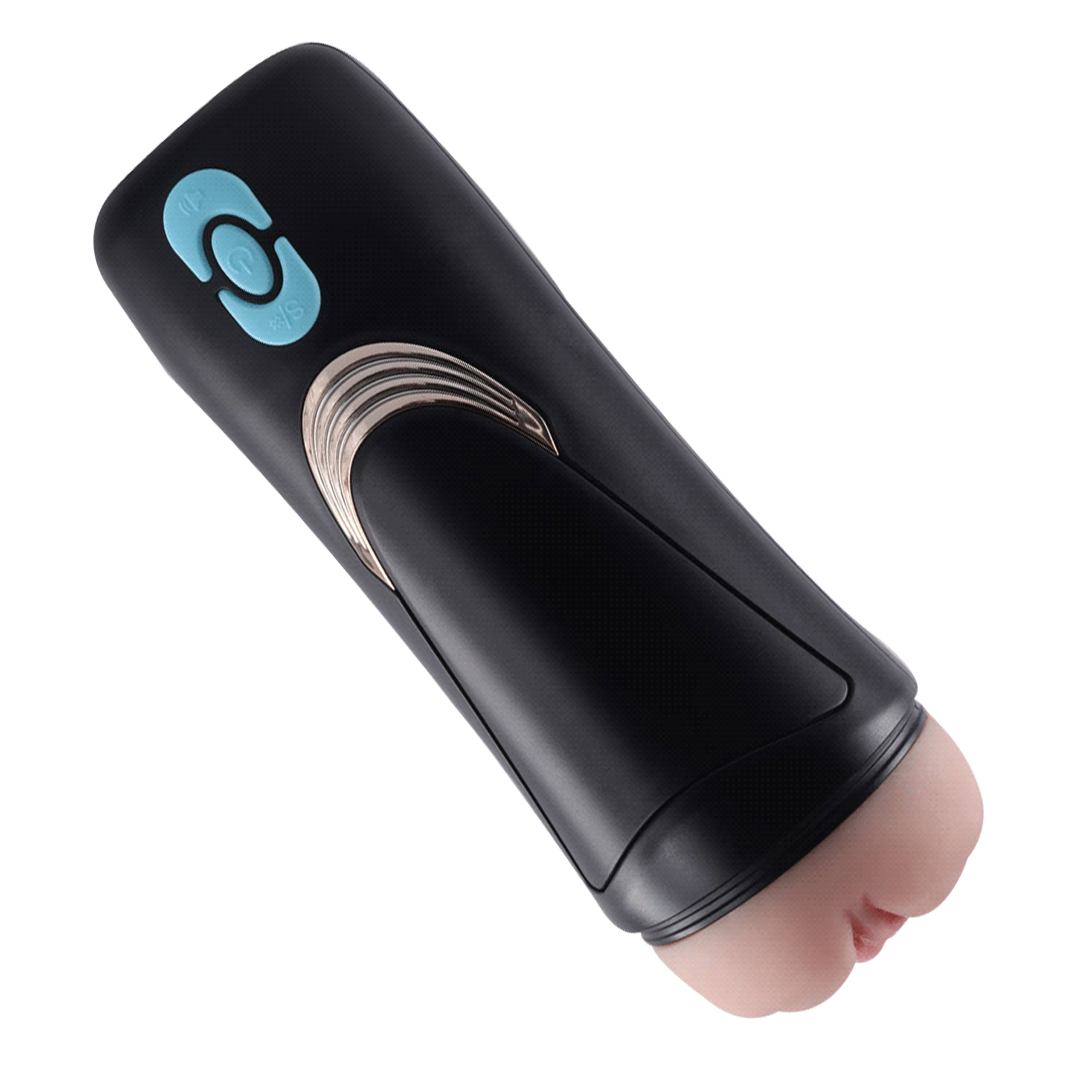 Yasso Luxury Male Masturbator, black, with control buttons.
