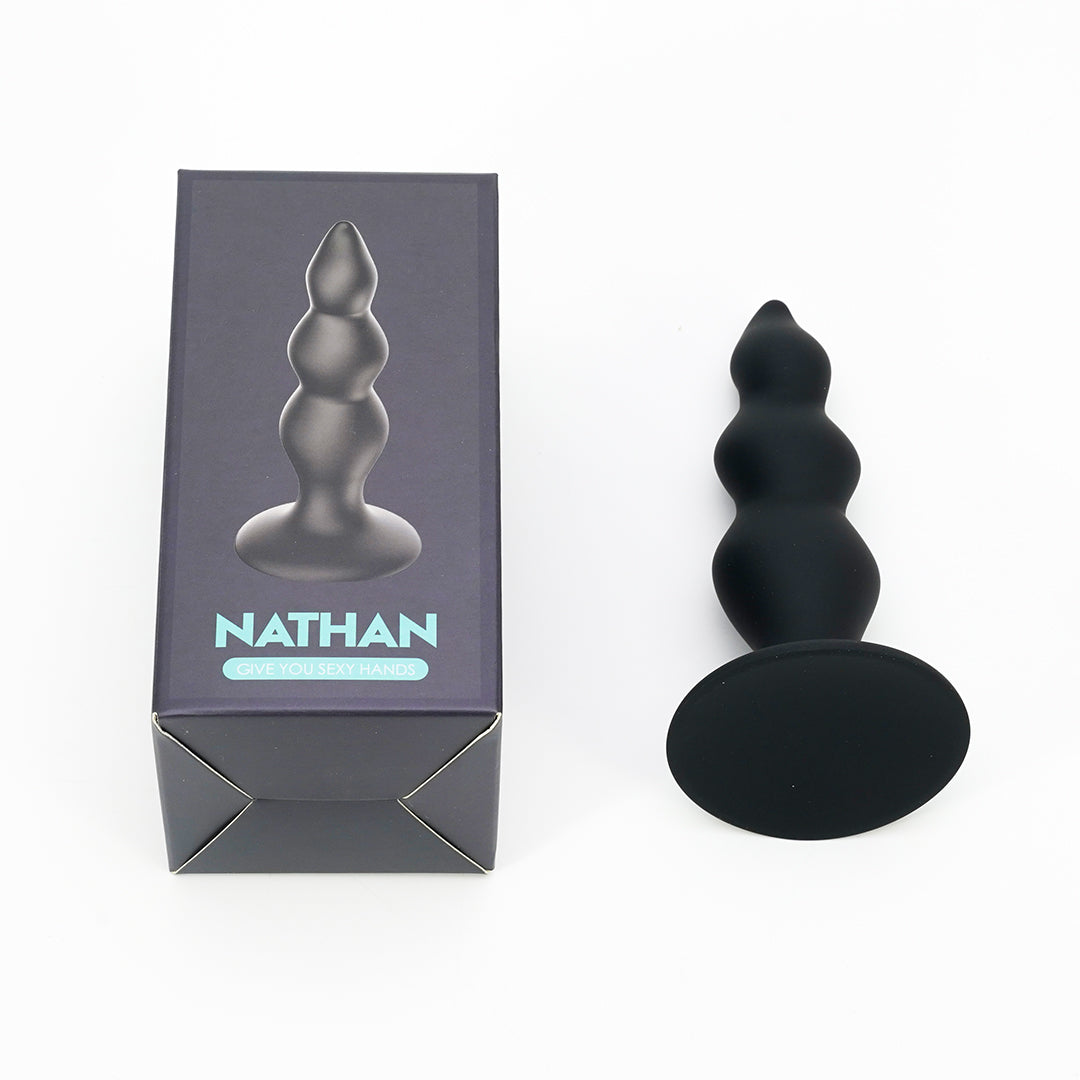 Nathan Beaded Black Anal Dildo with Suction Cup Base