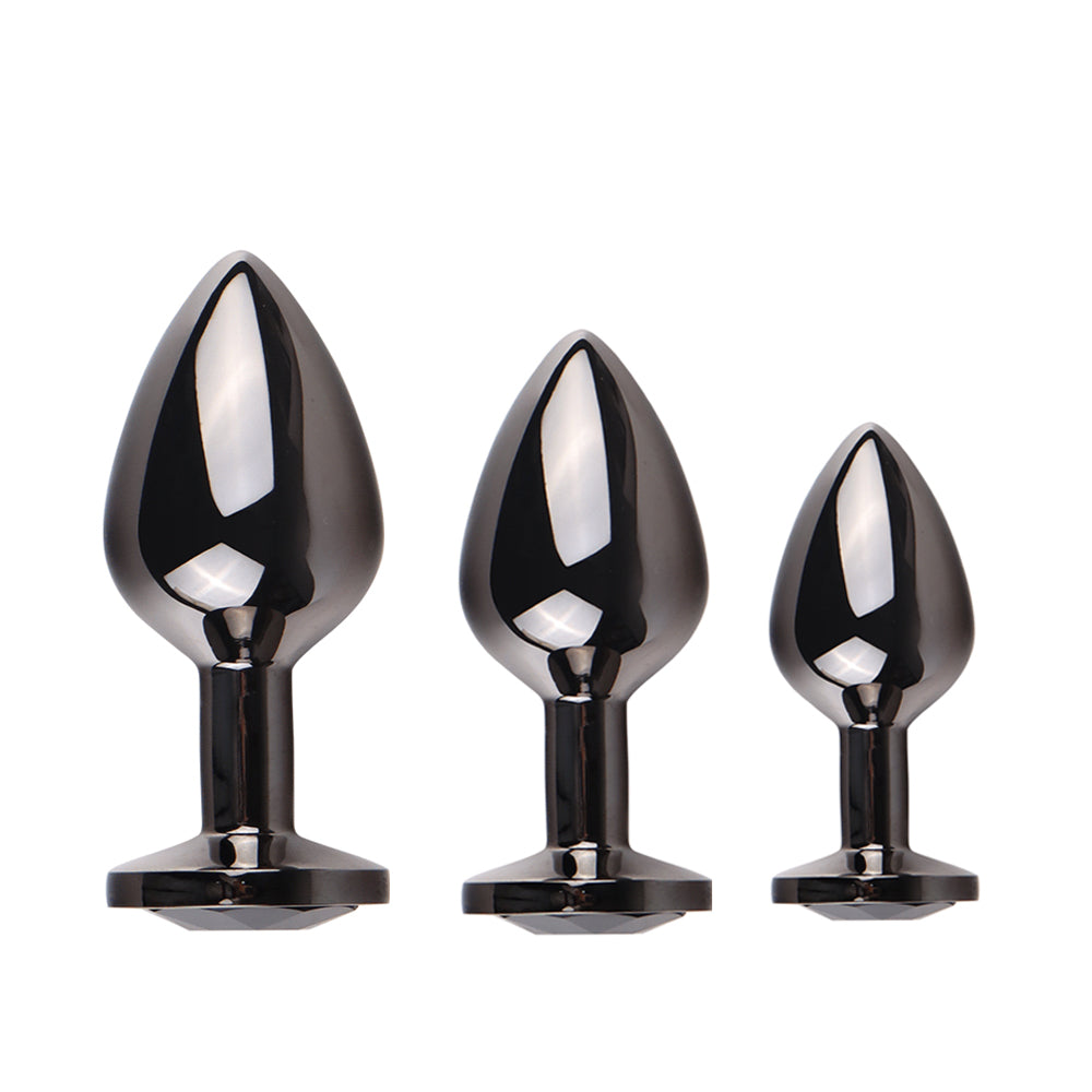 Nigel Aluminum Butt Plug Set (3 Piece) in Silver