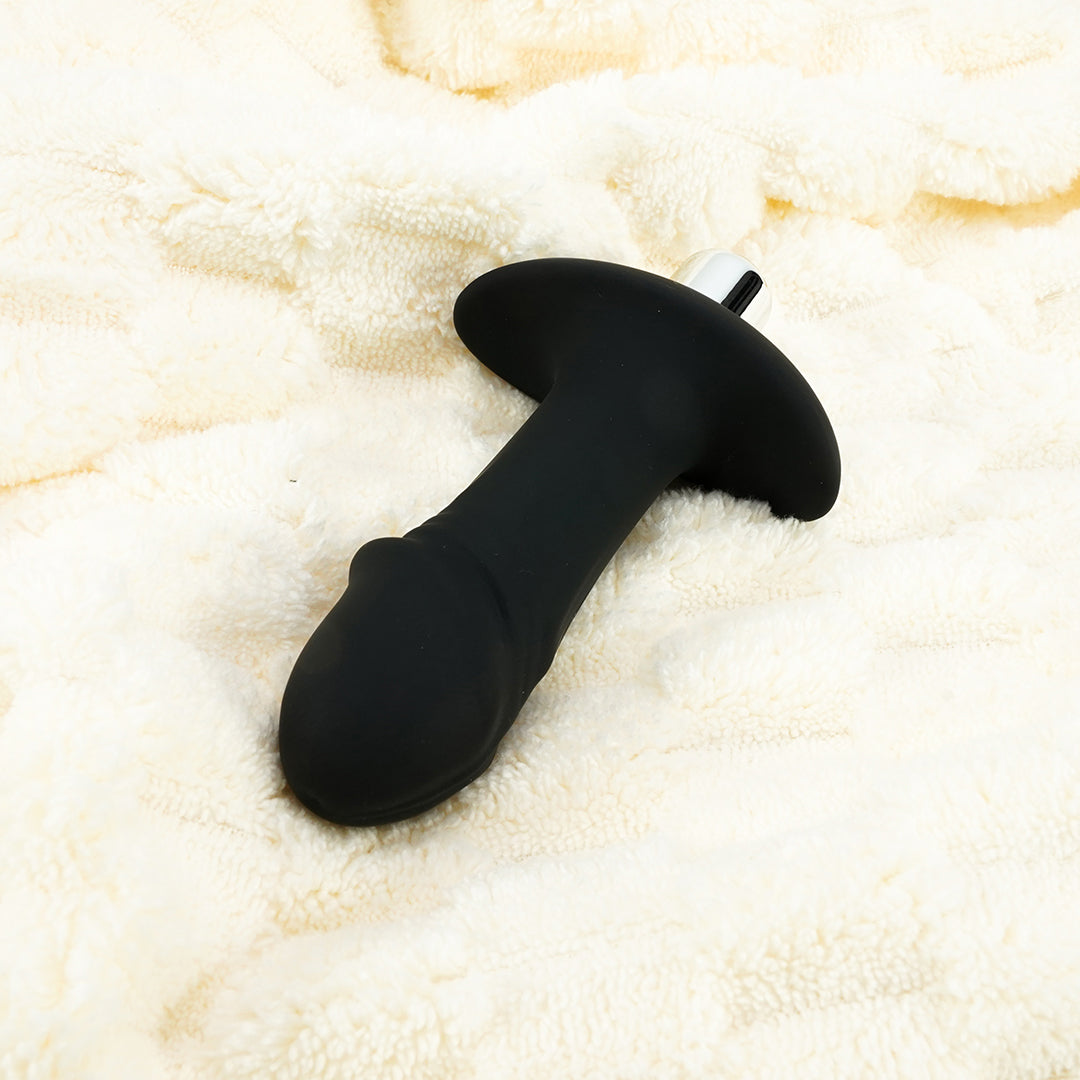 Black silicone butt plug for anal pleasure