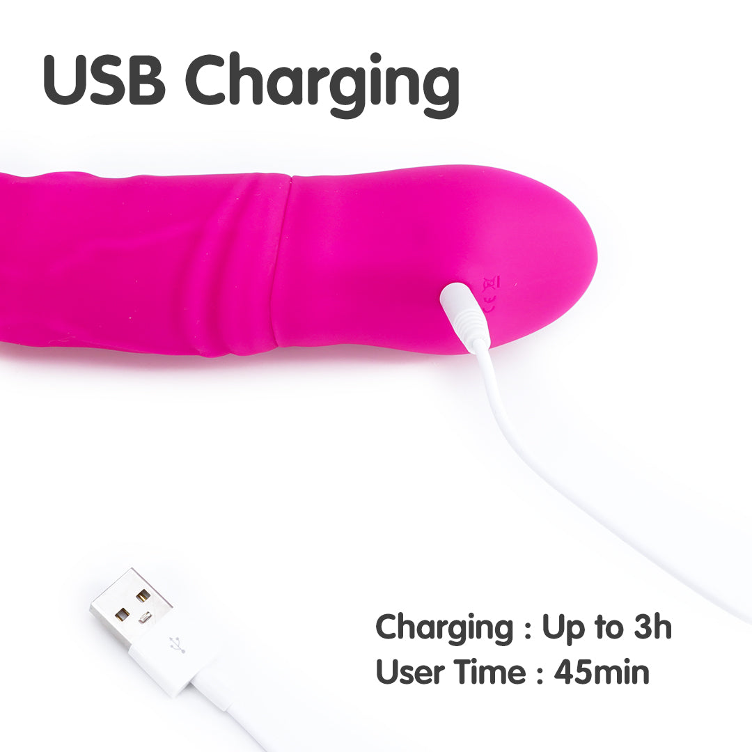 KING-2 Dildo - USB charging details, 3 hours charging time