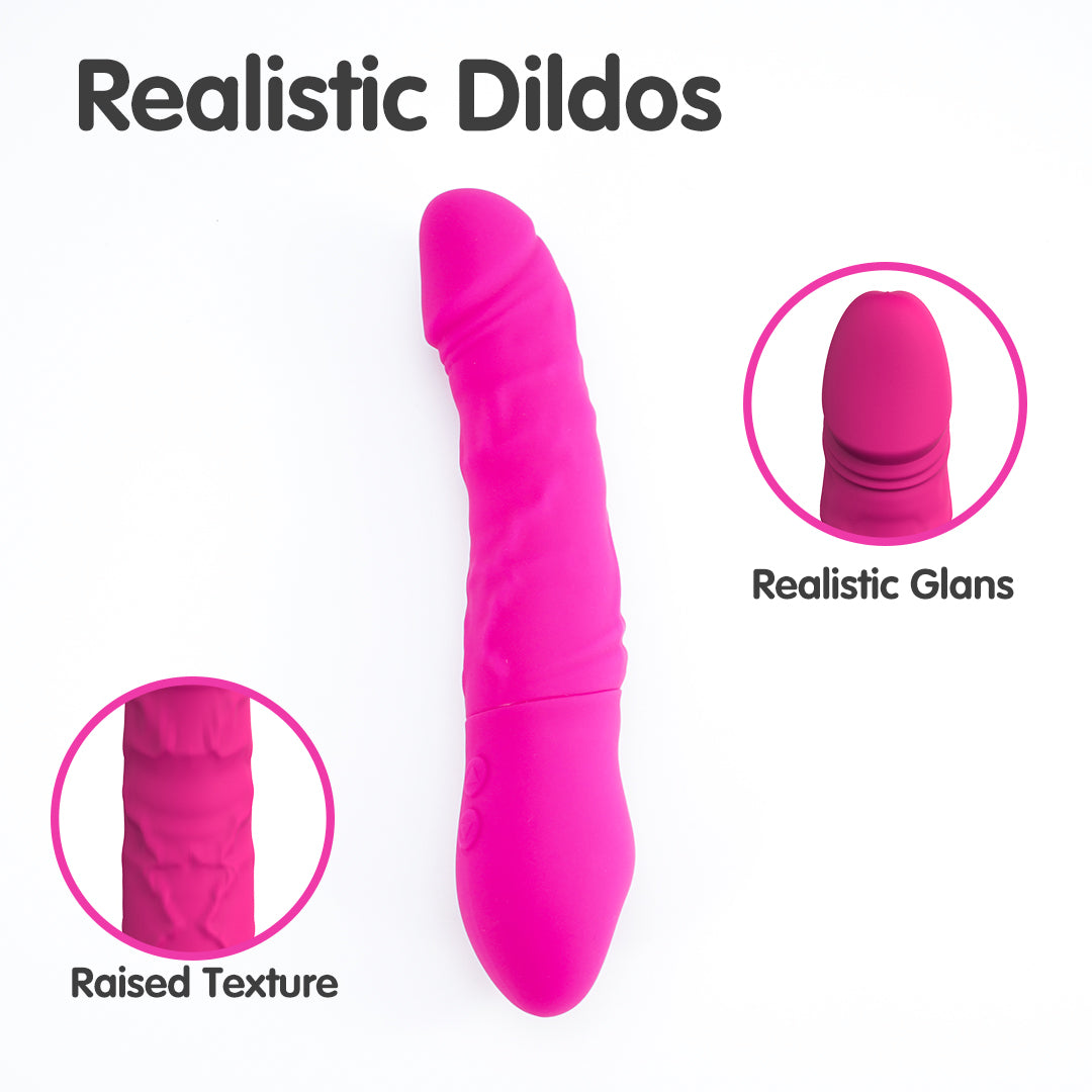 Pink Realistic Dildo with Textured Design