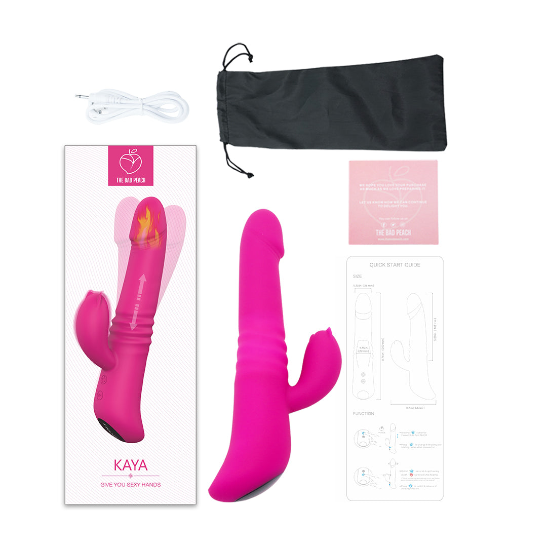 Kaya Heating Rabbit Vibrator product with accessories
