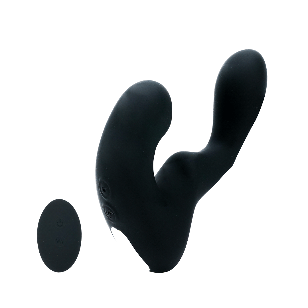 Black prostate massager with remote control