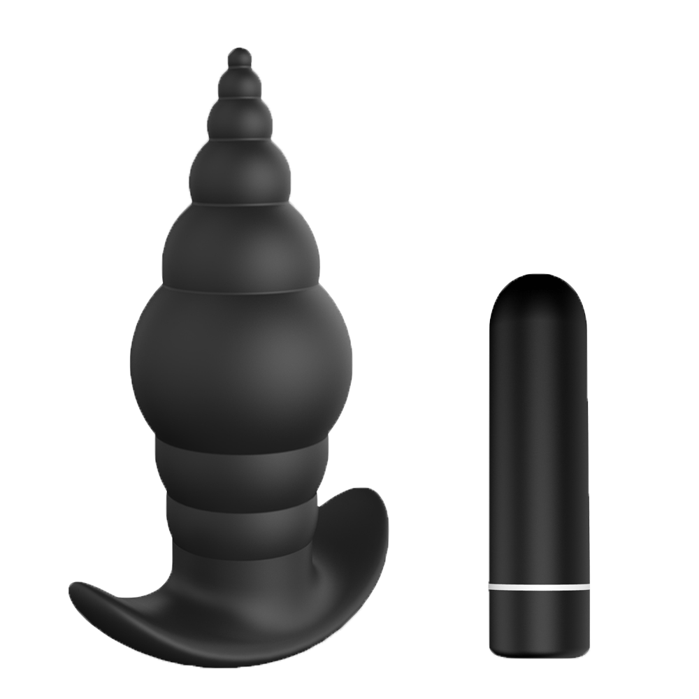 Black prostate massager and bullet vibrator for sensual pleasure