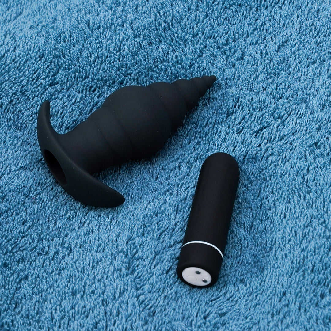 Black prostate massager and bullet vibrator