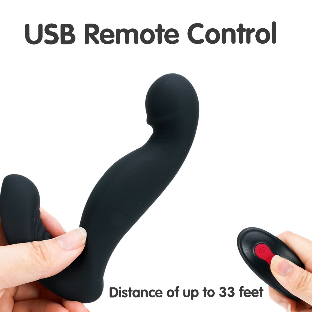 Black prostate massager with USB remote control