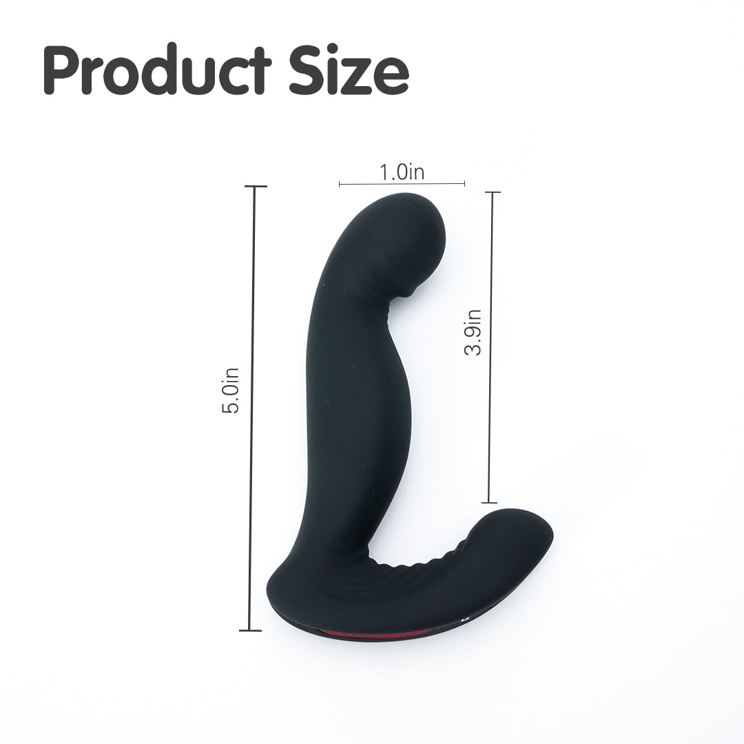Prostate massager size guide - 5.0in x 3.9in x 1.0in