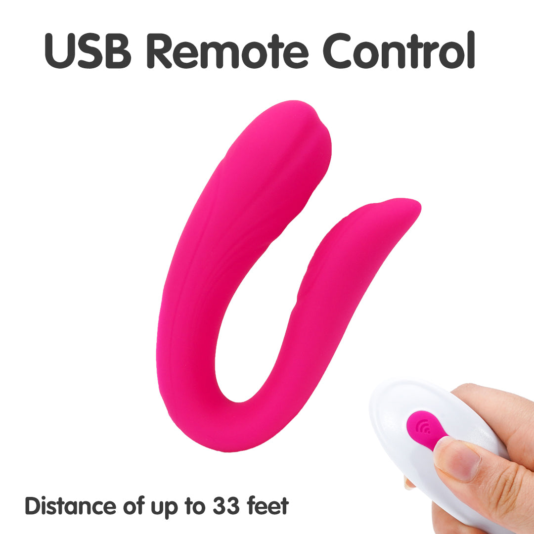 Pink Couples Vibrator with USB Remote Control for couples sex