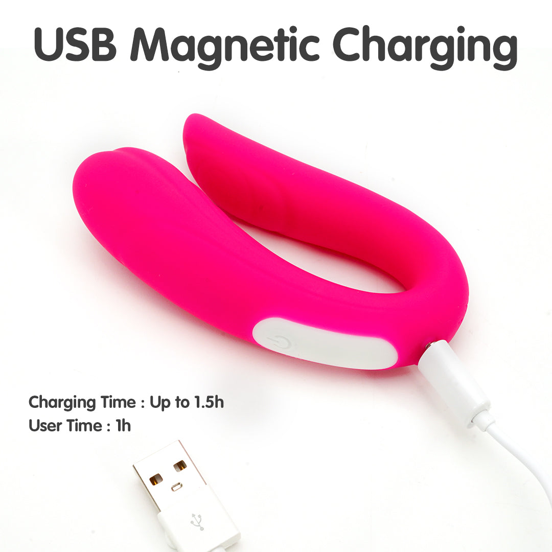 Mermaid Pink Couples Vibrator with USB charging cable