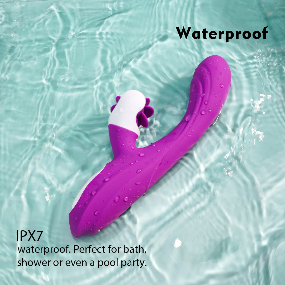 Waterproof purple rabbit vibrator for bath or shower