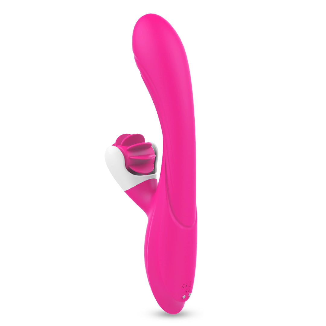 Pink silicone rabbit vibrator for clitoral and G-spot stimulation