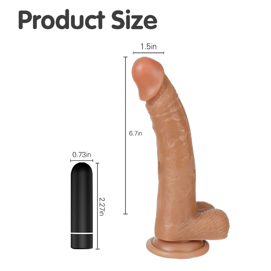 Product size of Croods Realistic Dildo Vibrator - 6.7 inches