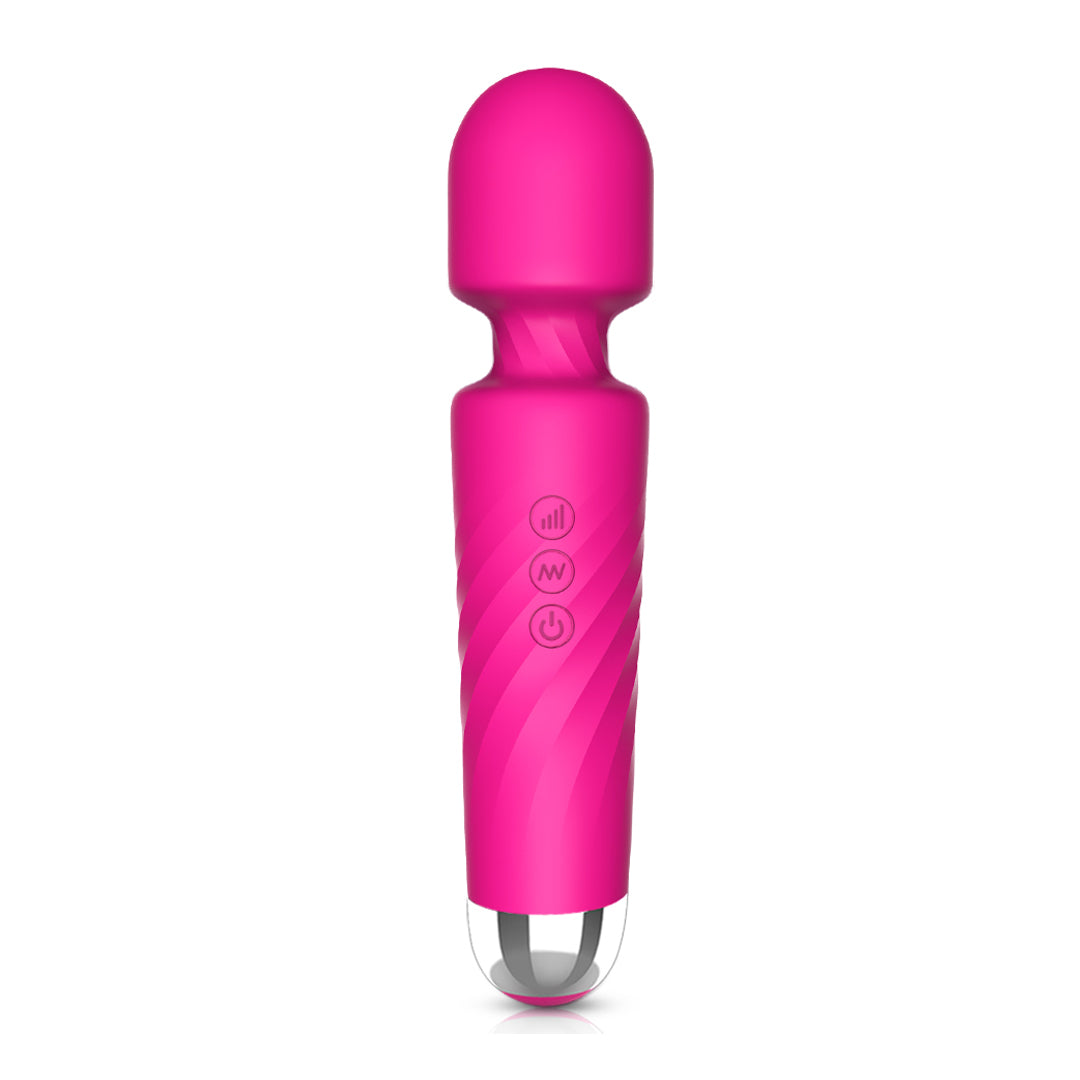 Pink silicon massage wand with ergonomic design