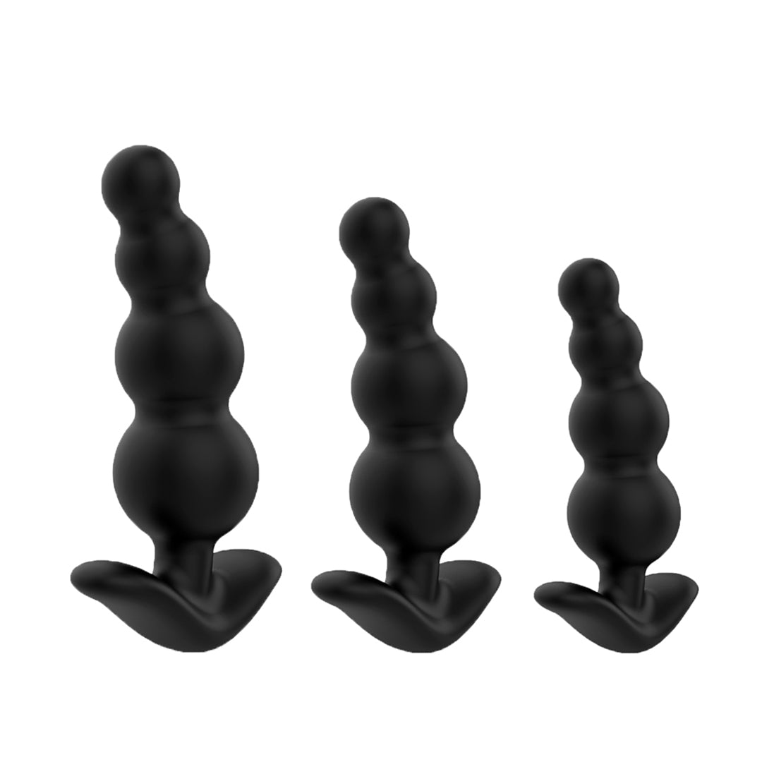 Black Simon Anal Plug Set (3 Piece) for Beginners
