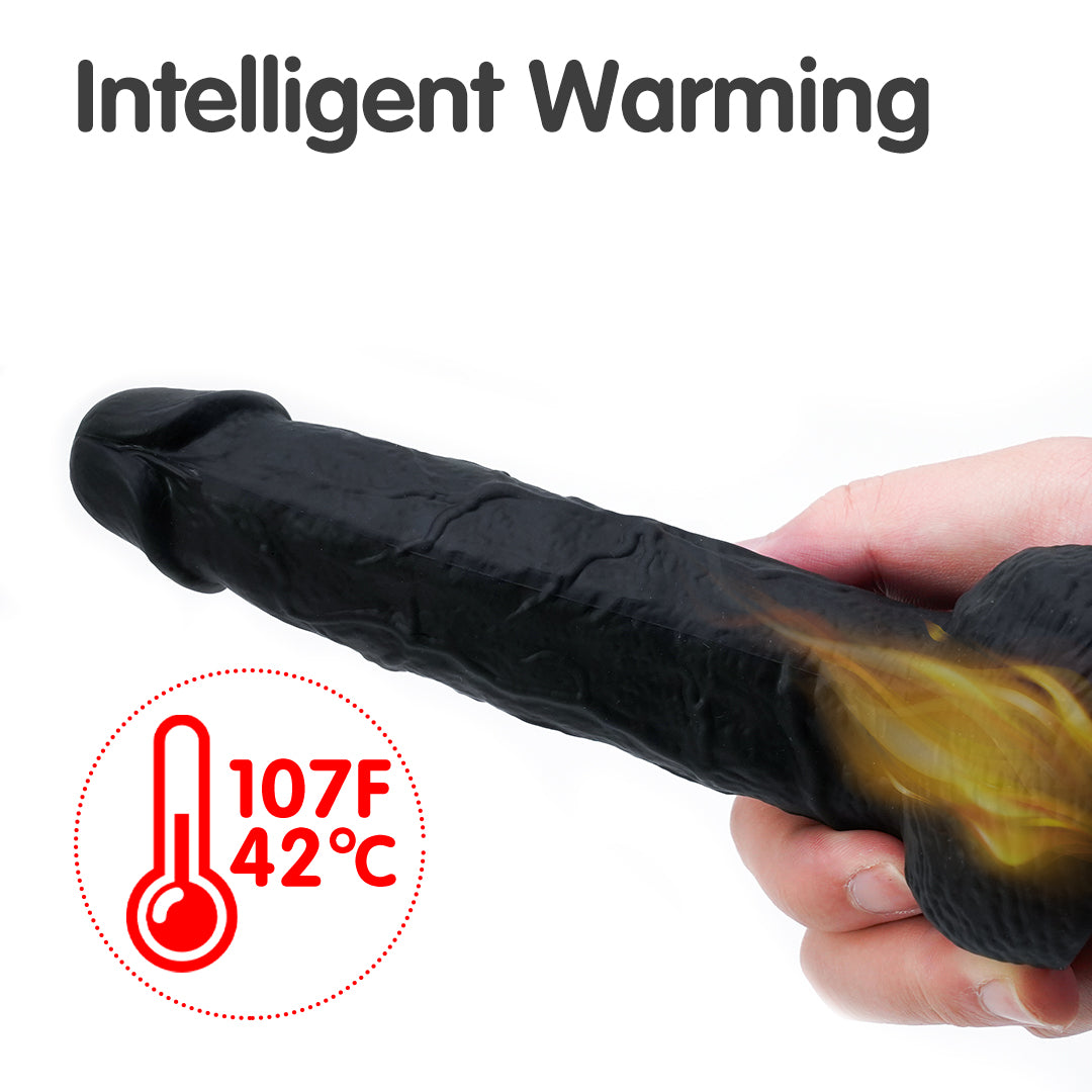 Intelligent warming black heating dildo, 107F/42C