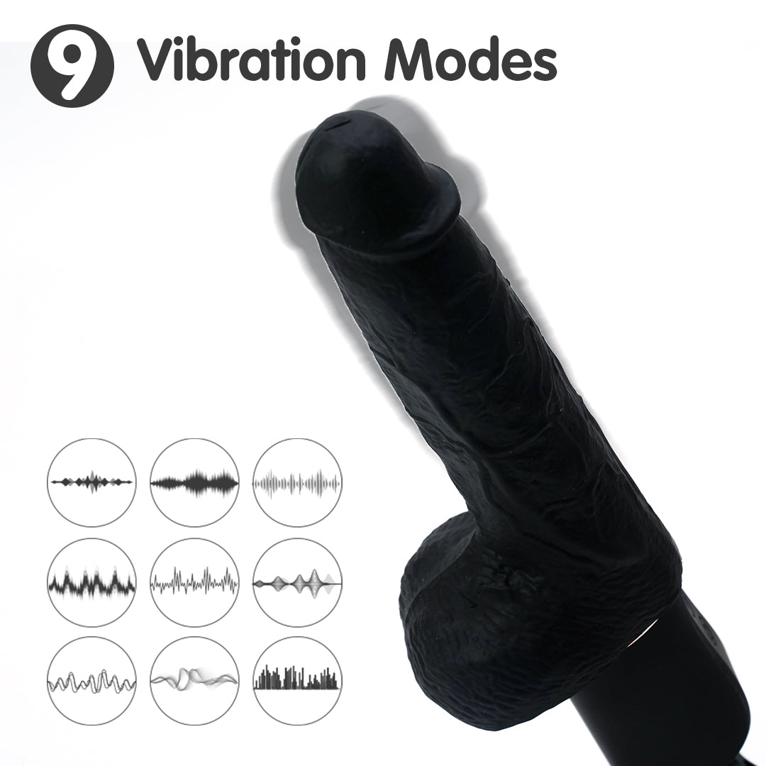 Black vibrating dildo with 9 vibration modes