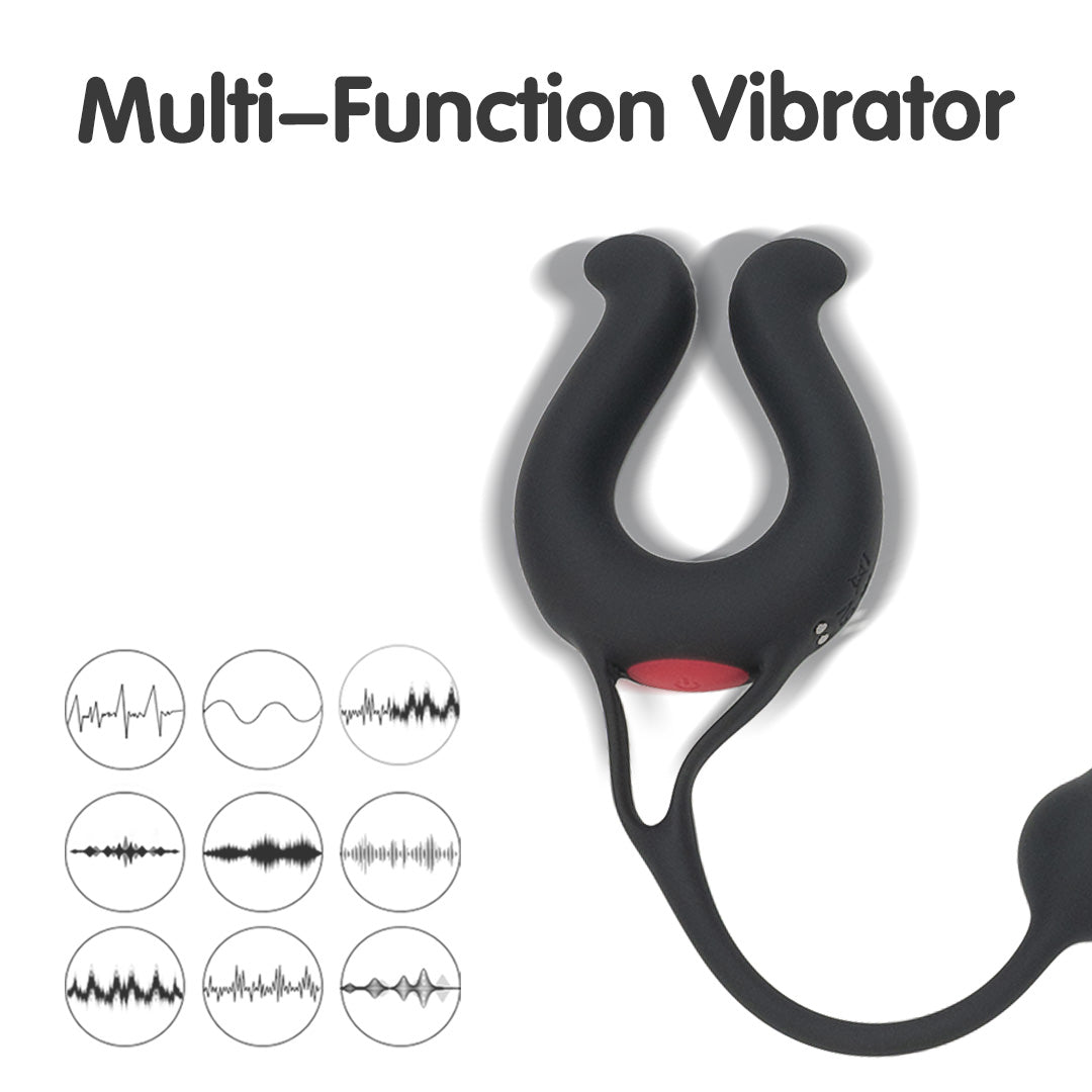 Multi-Function Vibrator with cock ring and butt plug design,multiple vibration modes