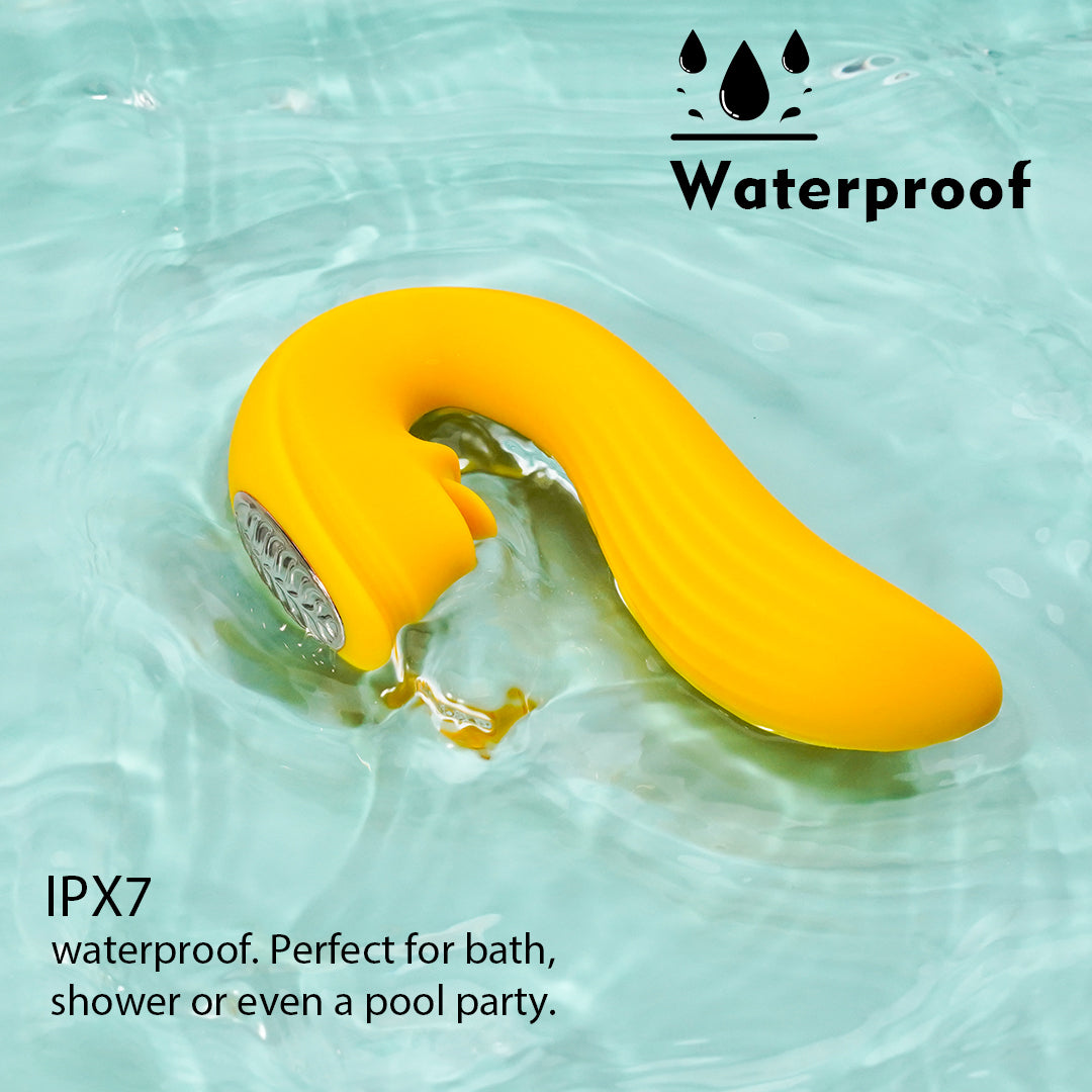 Yellow clitoral vibrator, IPX7 waterproof for bath and shower