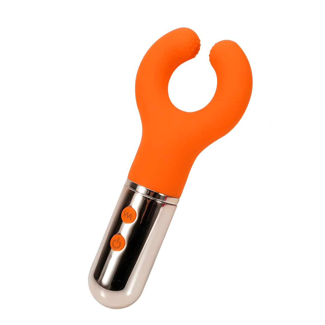 Donuts Rechargeable Clitoral Vibrator - Orange and Silver