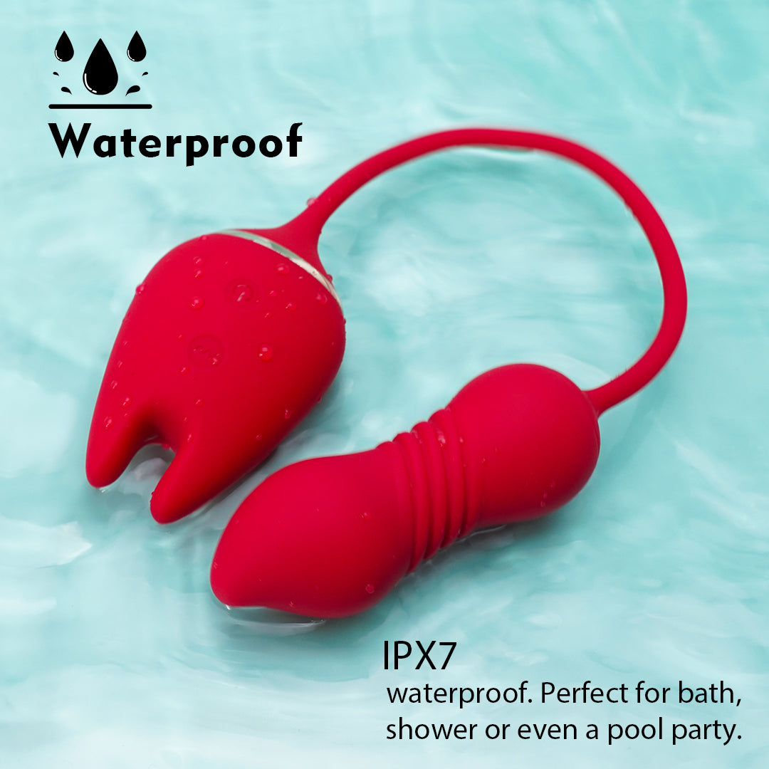 Waterproof red couple massager, perfect for bath or shower