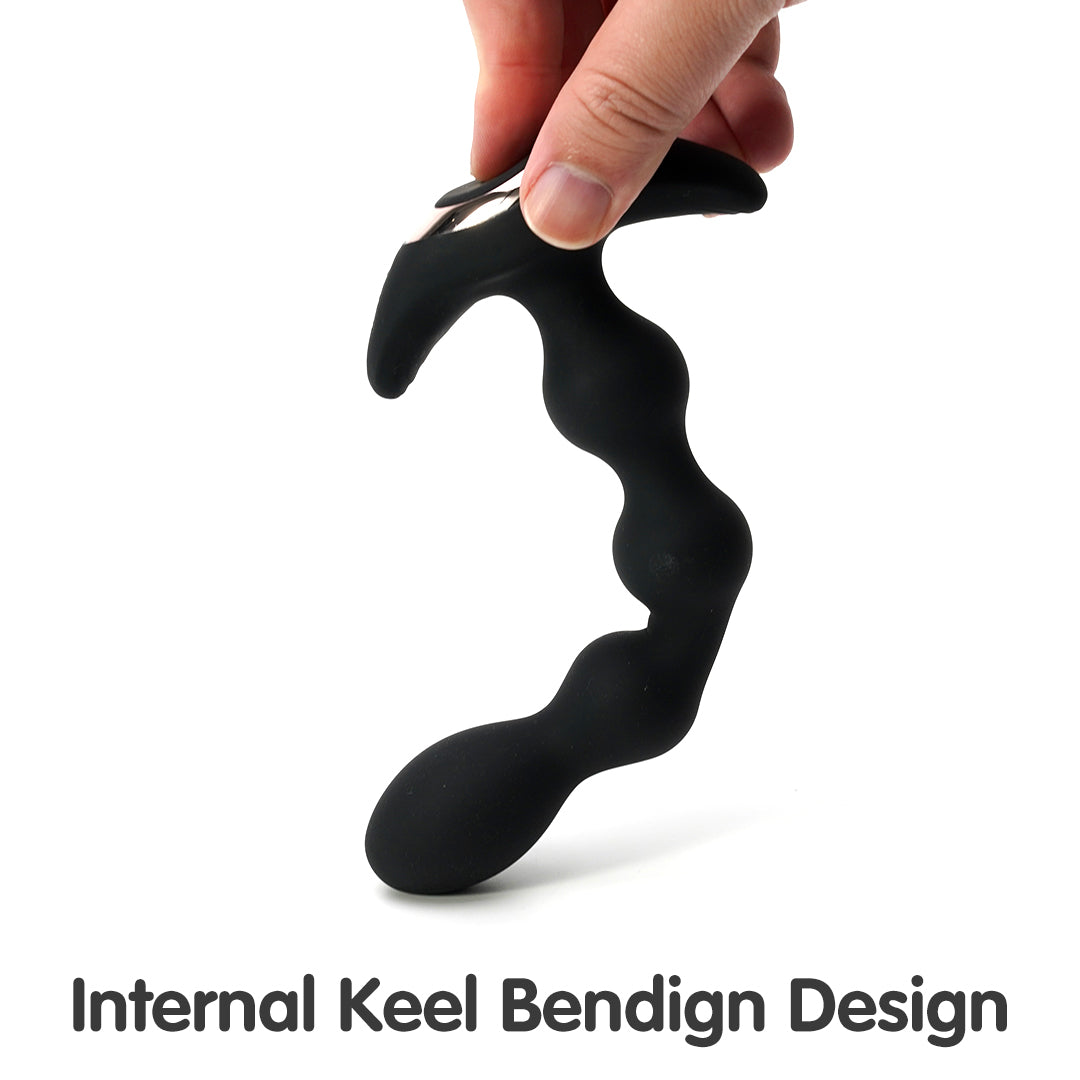 Black prostate massager with internal keel bending design