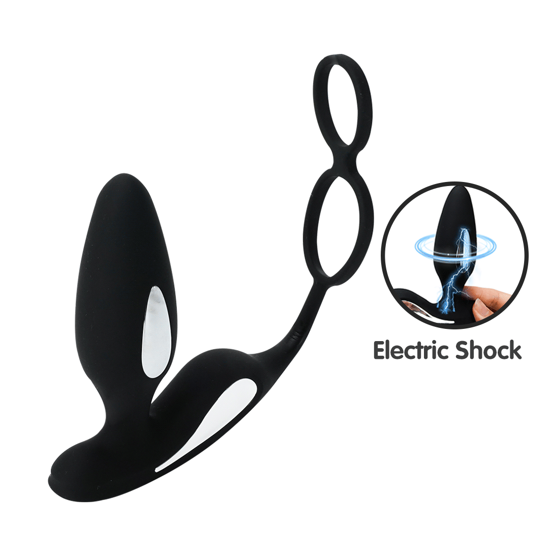 Silicone Electric Shock Cock Ring Butt Plug