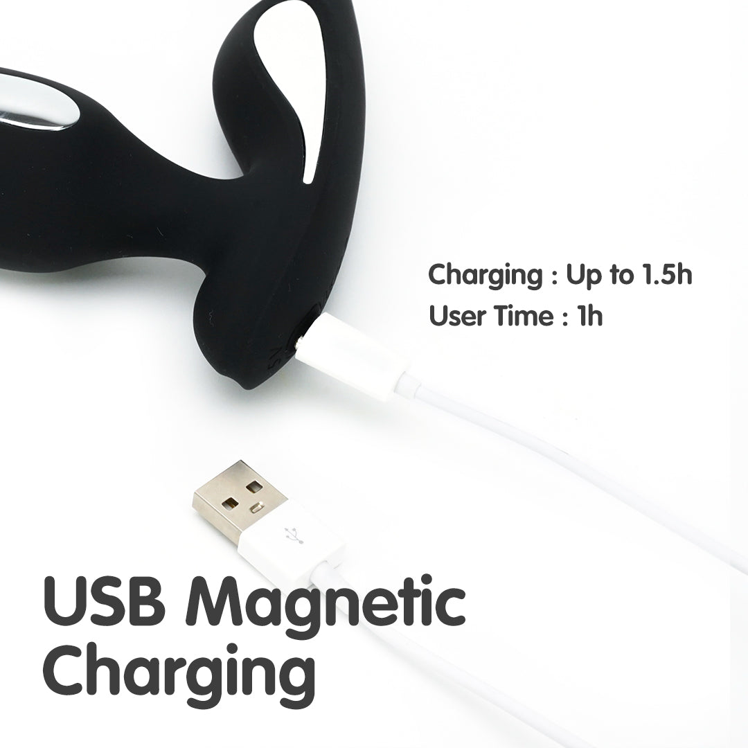 Electric Shock Cock Ring Butt Plug with USB Magnetic Charging