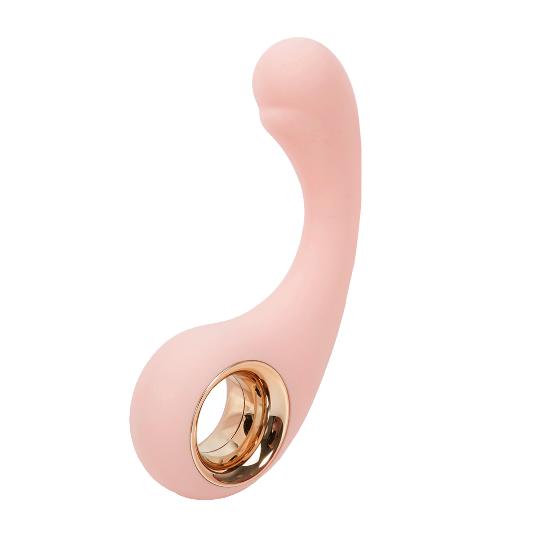 Pink curved finger vibrator for clitoral stimulation