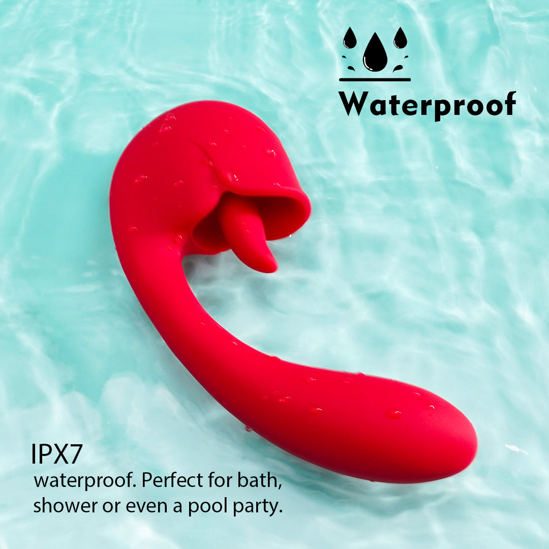Waterproof red vibrator: Perfect for bath, shower or pool party.