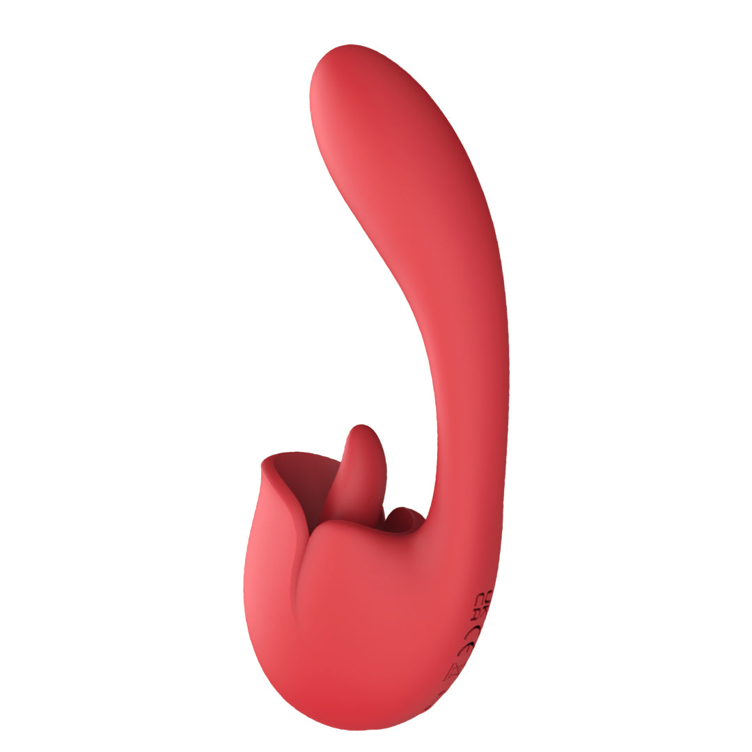 Red vibrator for G-spot and clitoris stimulation