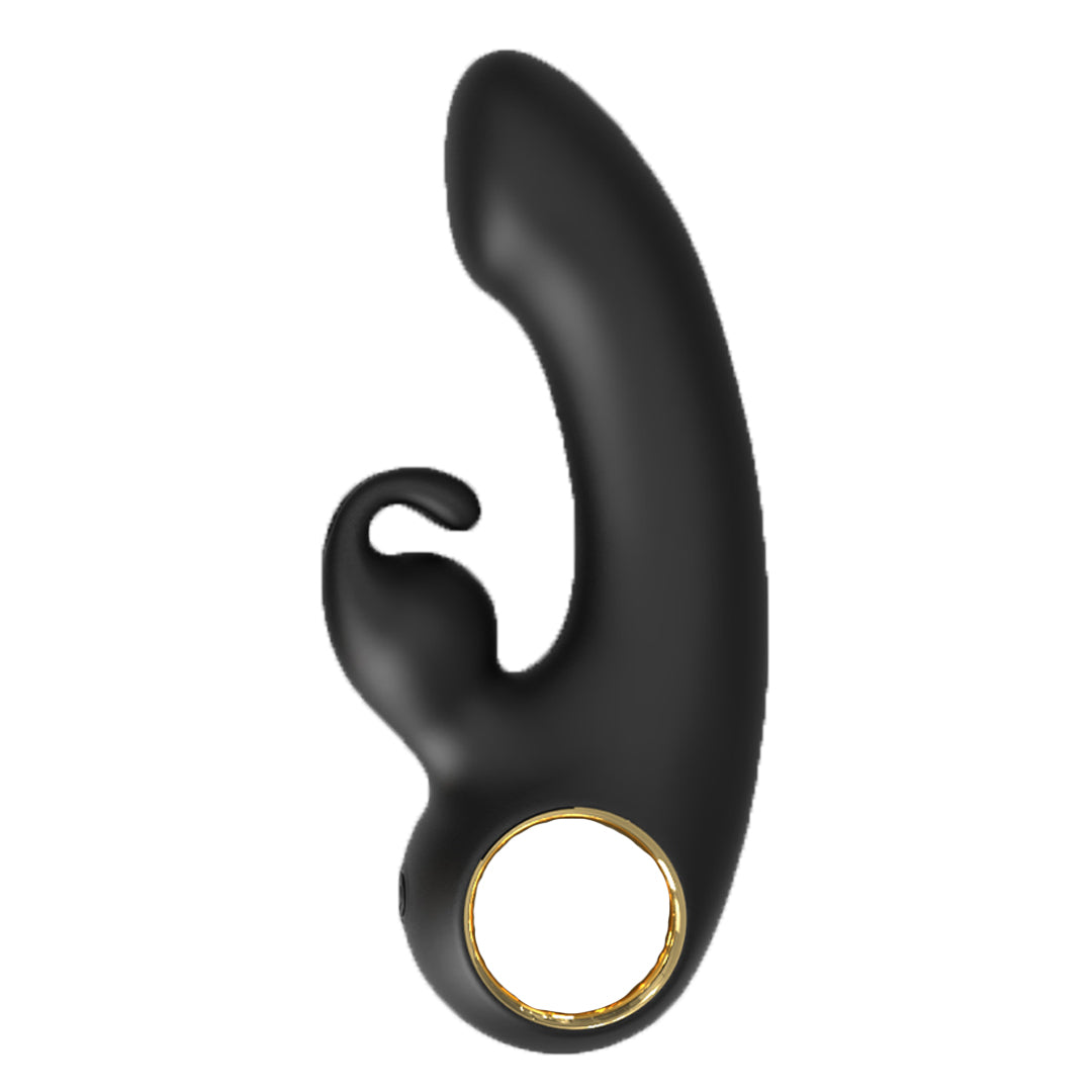 Black Finger Rabbit G-Spot Vibrator with Gold Ring