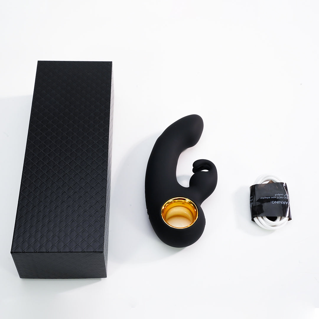 Black Finger Rabbit G-Spot Vibrator with USB charging cable