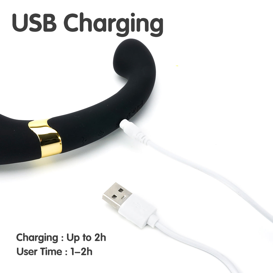USB charging of dual-ended prostate massager, 2h charging time, Bad Peach