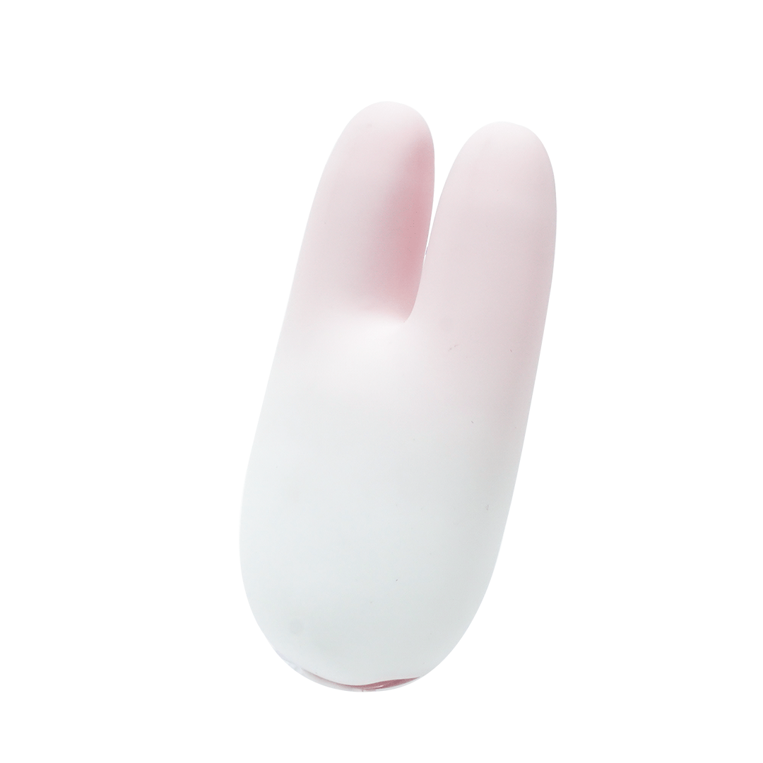 Rabbit Clitoral Vibrator, dual tip, pink and white