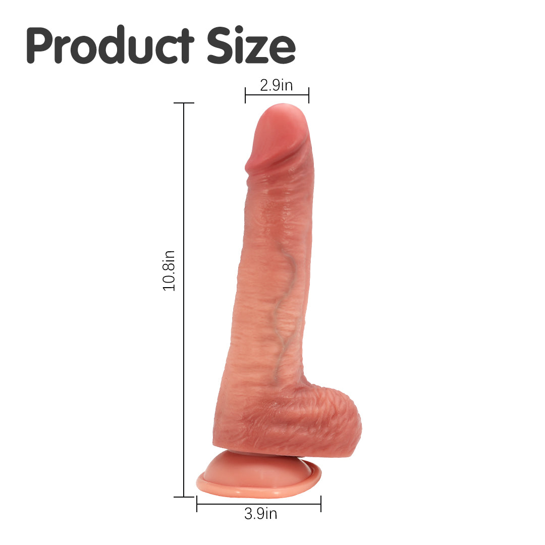 Vibrador dildo de 10.8 pulgadas Tidal Pleasure con función de empuje y chorro