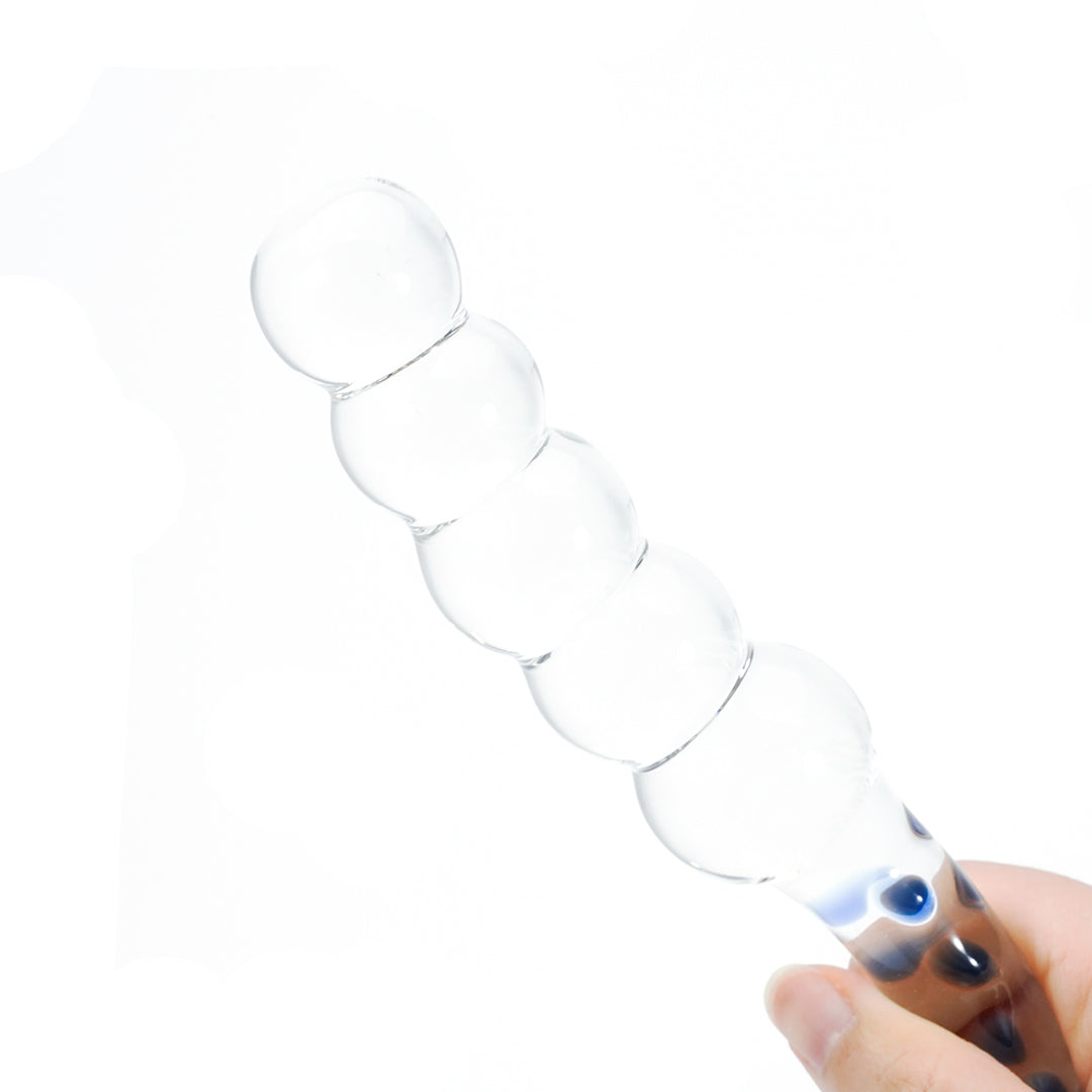 Clear glass dildo with unique bubble design