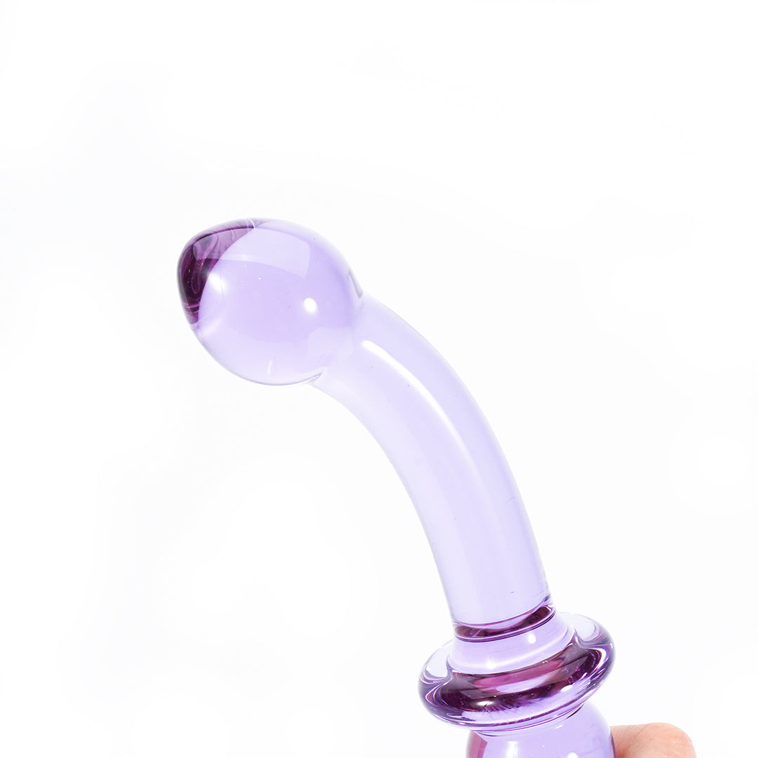 Curved amethyst glass dildo for intimate pleasure