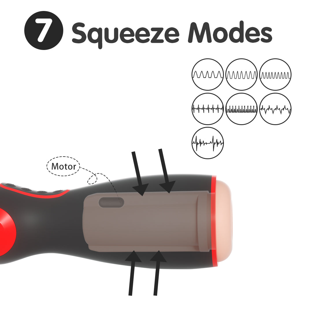 CIVI masturbator with 7 squeeze modes shown in detail