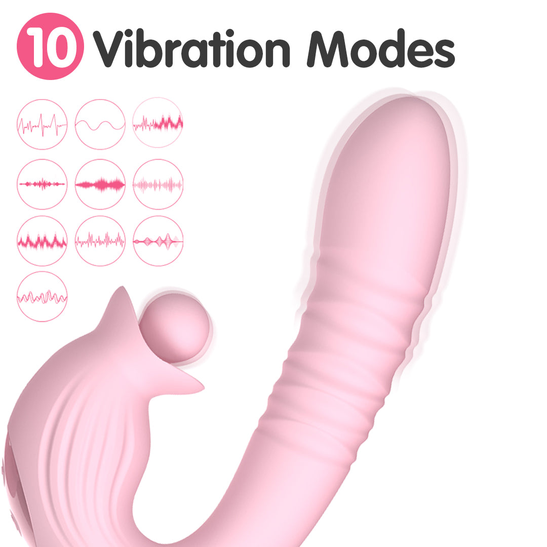 Melo 360° Rotación Balanceo y Empuje Vibrador Conejo