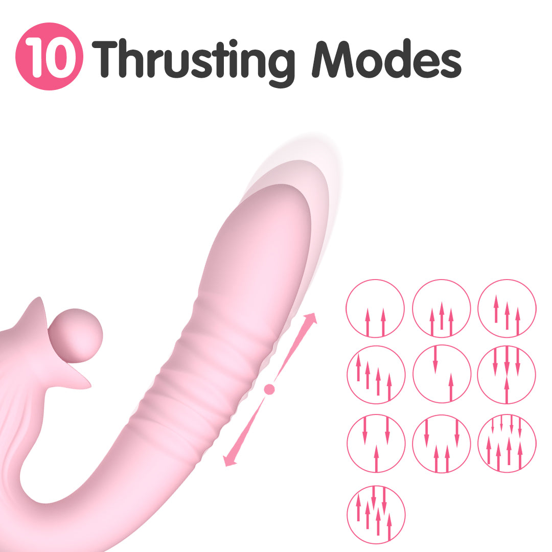 Melo 360° Rotación Balanceo y Empuje Vibrador Conejo