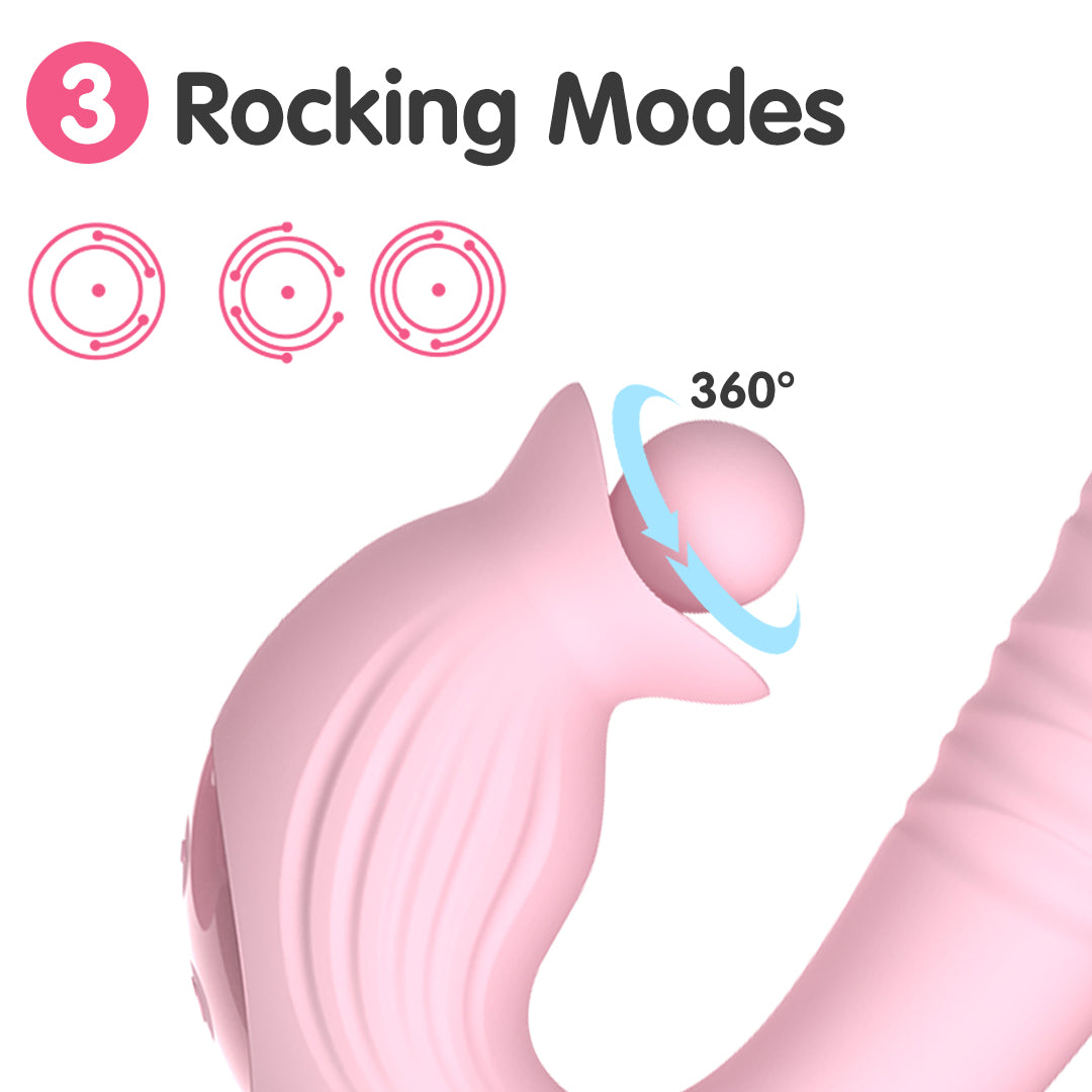 Melo 360° Rotación Balanceo y Empuje Vibrador Conejo