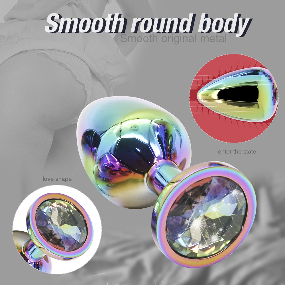 Iridescent Felton Butt Plug with Gemstone