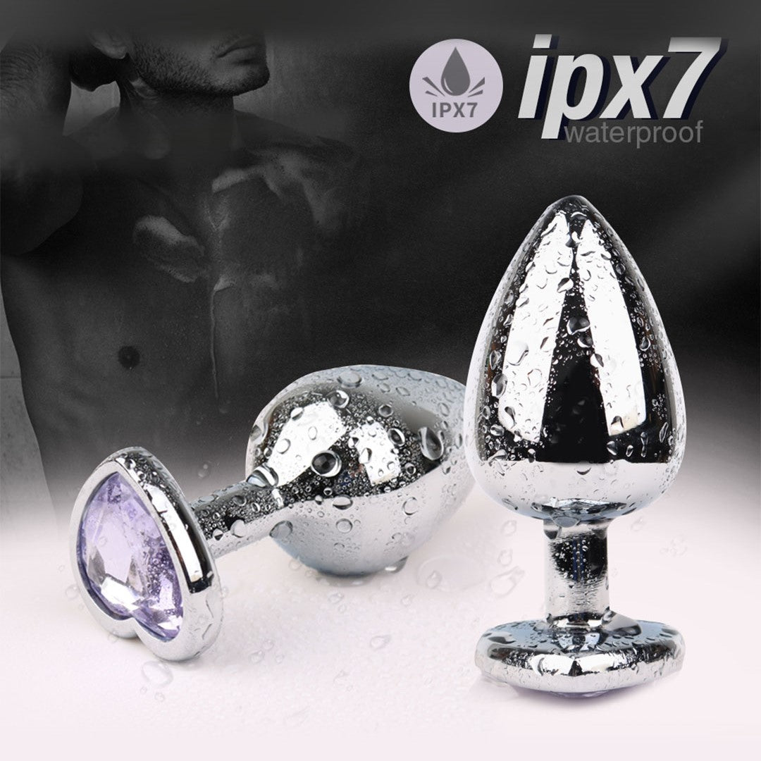 Jeweled metal butt plug set, waterproof