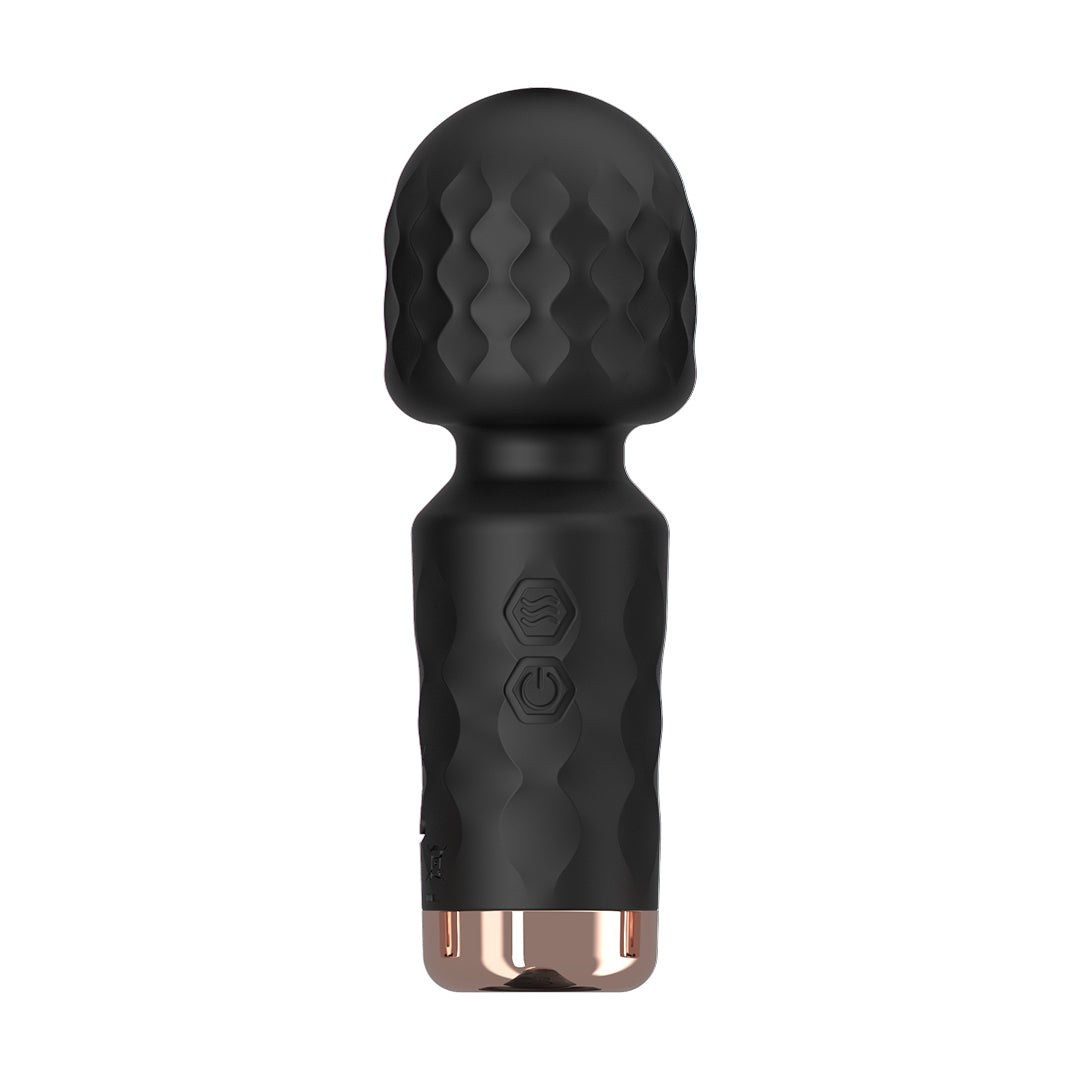 Black rechargeable massage wand vibrator for women