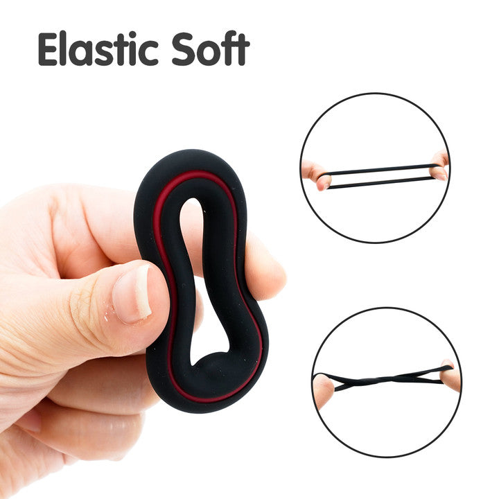 Elastic Soft Black and Red Silicone Cock Ring for enhanced performance